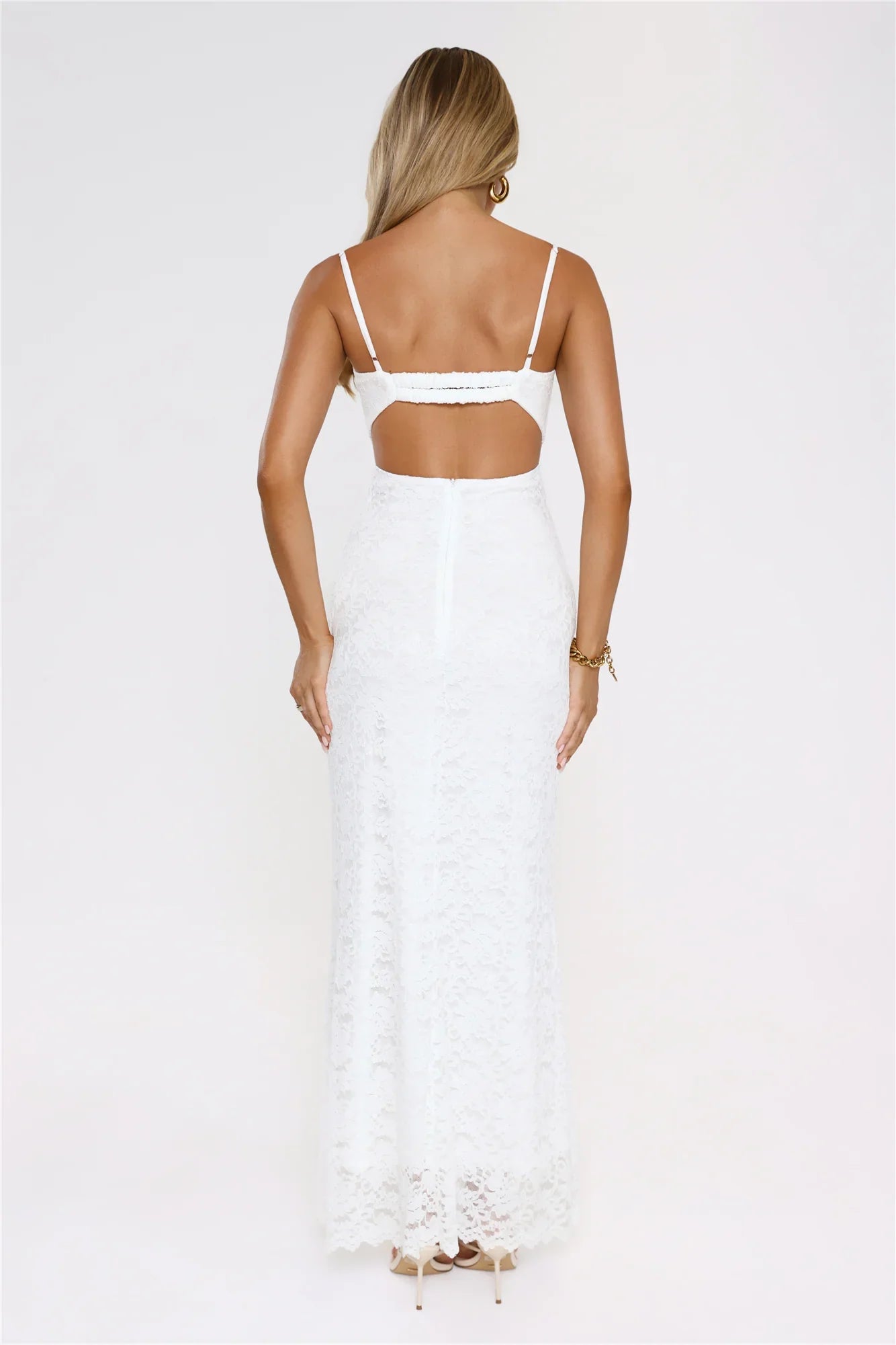 Moonlit Veil Lace Maxi Dress White