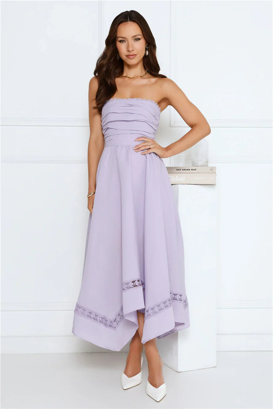 Visit The Moon Strapless Midi Dress Lilac